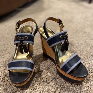 Coach Guileietta Tassel Leather Wedges
